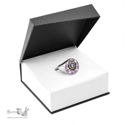 Scottish Buchanan Cerise #1 Special Weathered Clan Tartan Ring - Crest Classic Scottish Plaid Tartan Plaid