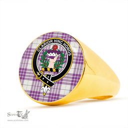 Scottish Buchanan Cerise #1 Special Weathered Clan Tartan Ring - Crest Classic Scottish Plaid Tartan Plaid