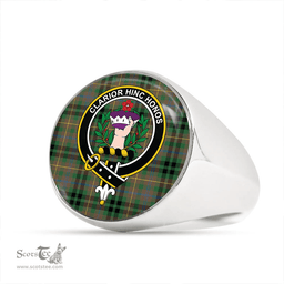 Scottish Buchanan Hunting #3 Ancient Clan Tartan Ring - Crest Classic Scottish Plaid Tartan Plaid
