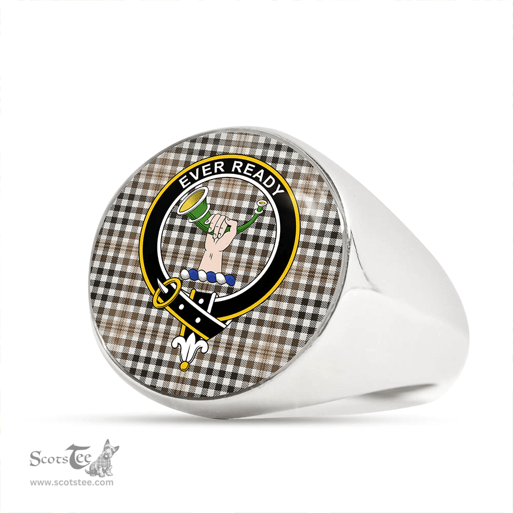 Scottish Burns Heritage Check Weathered Clan Tartan Ring - Crest Classic Scottish Plaid Tartan Plaid