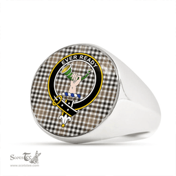 Scottish Burns Heritage Check Weathered Clan Tartan Ring - Crest Classic Scottish Plaid Tartan Plaid