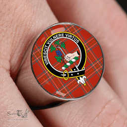 Scottish Burnett of Leys Ancient Clan Tartan Ring - Crest Classic Scottish Plaid Tartan Plaid