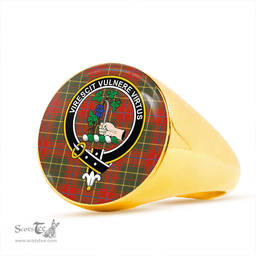 Scottish Burnett of Powis Ancient Clan Tartan Ring - Crest Classic Scottish Plaid Tartan Plaid