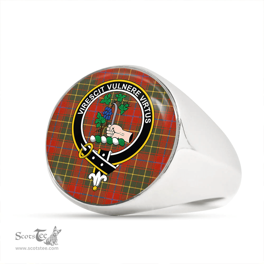 Scottish Burnett of Powis Ancient Clan Tartan Ring - Crest Classic Scottish Plaid Tartan Plaid