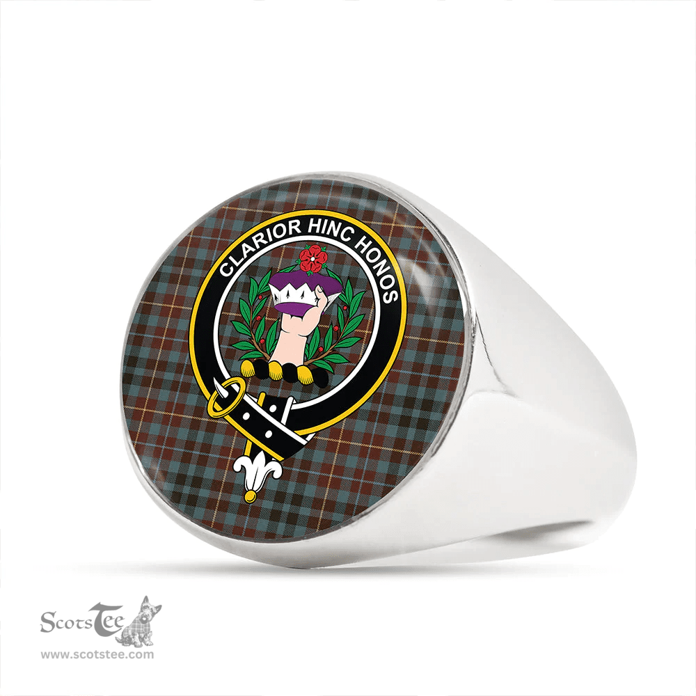 Scottish Buchanan Hunting #3 Weathered Clan Tartan Ring - Crest Classic Scottish Plaid Tartan Plaid