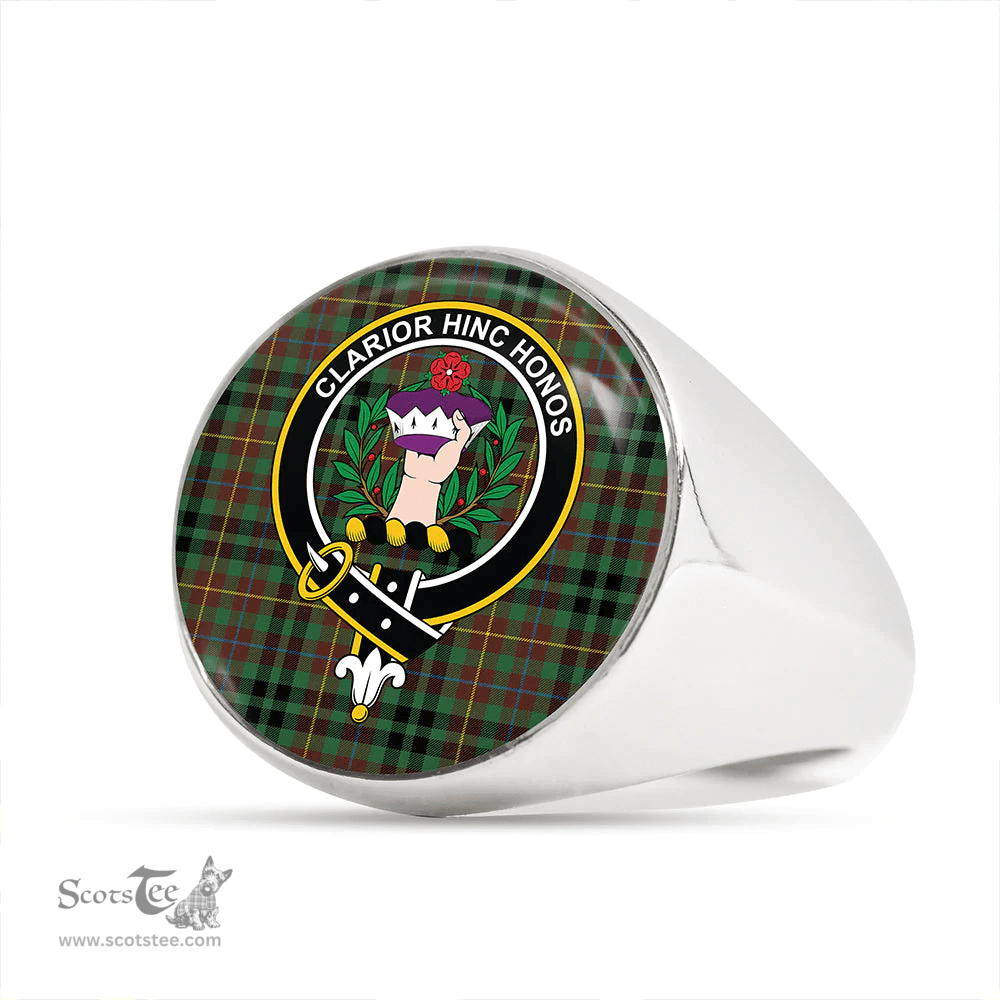 Scottish Buchanan Hunting #3 Modern Clan Tartan Ring - Crest Classic Scottish Plaid Tartan Plaid
