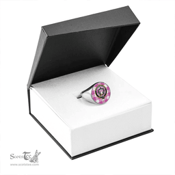 Scottish Buchanan Cerise #1 Special Modern Clan Tartan Ring - Crest Classic Scottish Plaid Tartan Plaid