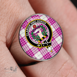Scottish Buchanan Cerise #1 Special Modern Clan Tartan Ring - Crest Classic Scottish Plaid Tartan Plaid
