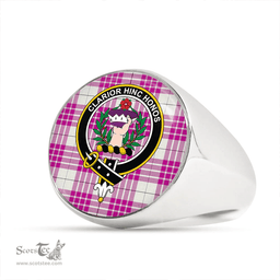 Scottish Buchanan Cerise #1 Special Modern Clan Tartan Ring - Crest Classic Scottish Plaid Tartan Plaid