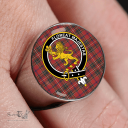 Scottish Brown of Castledean (Broun of Castledean) Weathered Clan Tartan Ring - Crest Classic Scottish Plaid Tartan Plaid