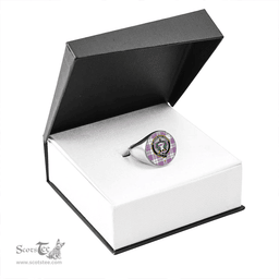Scottish Buchanan Cerise #1 Special Ancient Clan Tartan Ring - Crest Classic Scottish Plaid Tartan Plaid