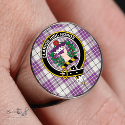 Scottish Buchanan Cerise #1 Special Ancient Clan Tartan Ring - Crest Classic Scottish Plaid Tartan Plaid