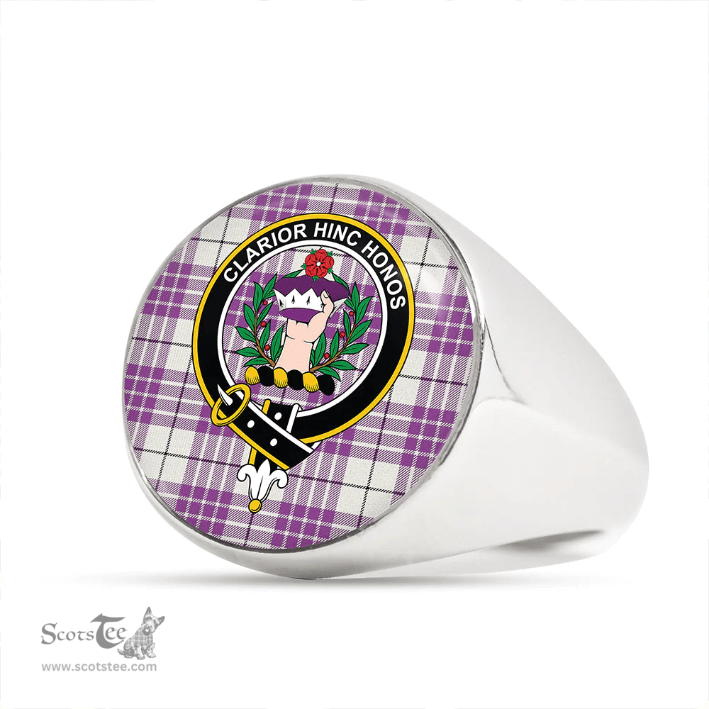 Scottish Buchanan Cerise #1 Special Ancient Clan Tartan Ring - Crest Classic Scottish Plaid Tartan Plaid