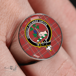 Scottish Burnett Hunting Weathered Clan Tartan Ring - Crest Classic Scottish Plaid Tartan Plaid