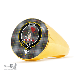 Scottish Brodie Silver (Brodie Muted) Modern Clan Tartan Ring - Crest Classic Scottish Plaid Tartan Plaid