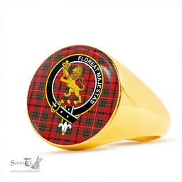 Scottish Brown of Castledean (Broun of Castledean) Modern Clan Tartan Ring - Crest Classic Scottish Plaid Tartan Plaid