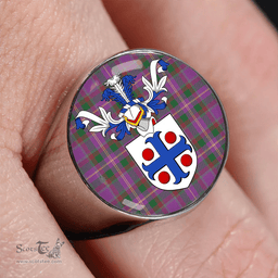 Scottish Belfrage (Belfarge) Ancient Clan Tartan Ring - Crest Classic Scottish Plaid Tartan Plaid