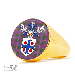 Scottish Belfrage (Belfarge) Ancient Clan Tartan Ring - Crest Classic Scottish Plaid Tartan Plaid