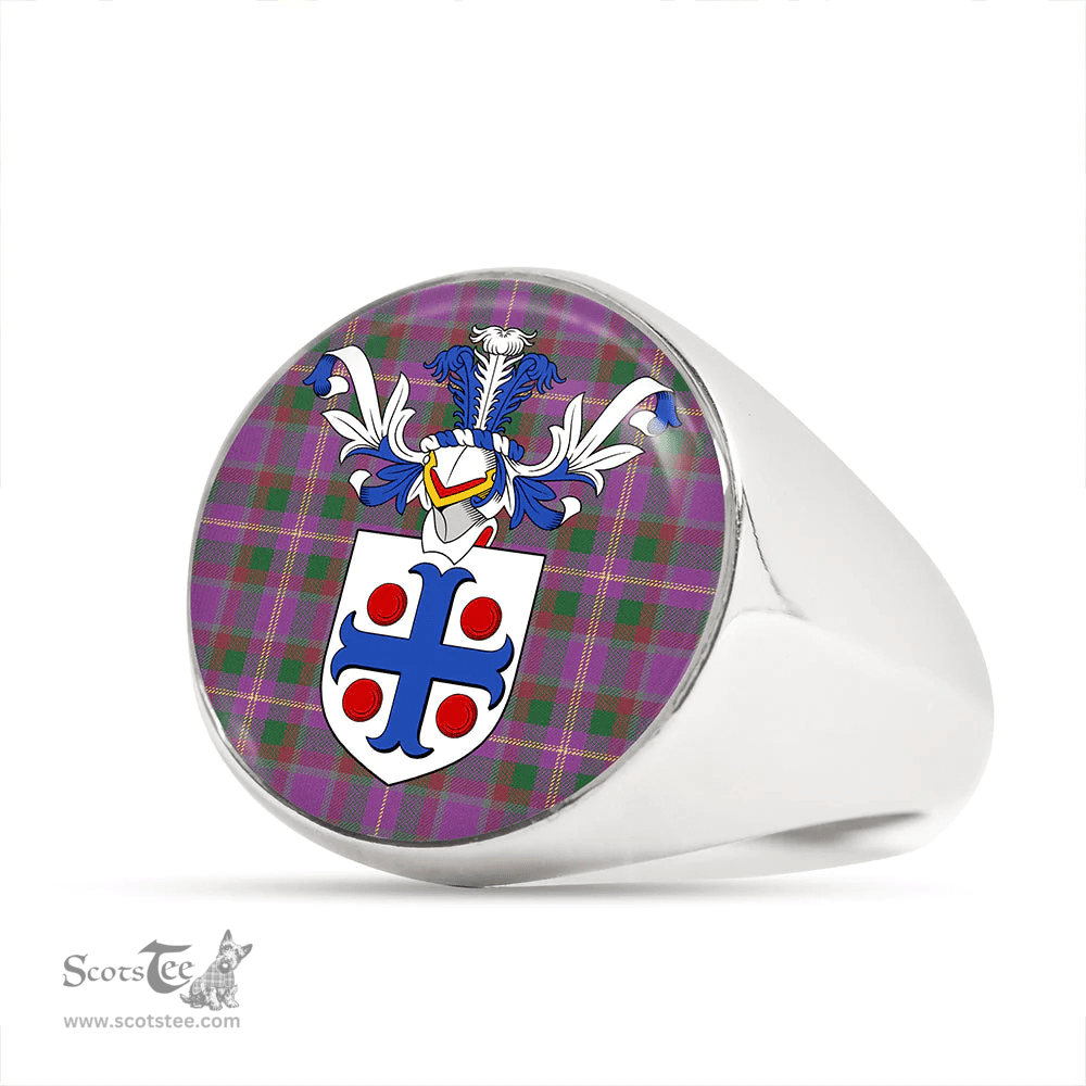 Scottish Belfrage (Belfarge) Ancient Clan Tartan Ring - Crest Classic Scottish Plaid Tartan Plaid