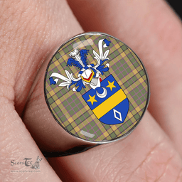Scottish Blackwood Weathered Clan Tartan Ring - Crest Classic Scottish Plaid Tartan Plaid