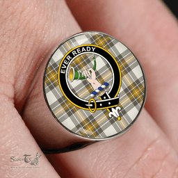 Scottish Burns Ancient Clan Tartan Ring - Crest Classic Scottish Plaid Tartan Plaid