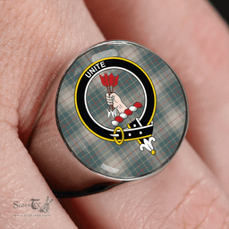 Scottish Brodie Silver (Brodie Muted) Weathered Clan Tartan Ring - Crest Classic Scottish Plaid Tartan Plaid