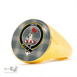Scottish Brodie Silver (Brodie Muted) Weathered Clan Tartan Ring - Crest Classic Scottish Plaid Tartan Plaid