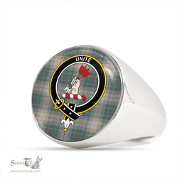 Scottish Brodie Silver (Brodie Muted) Weathered Clan Tartan Ring - Crest Classic Scottish Plaid Tartan Plaid