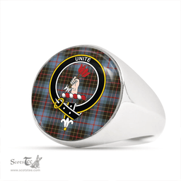 Scottish Brodie Hunting Weathered Clan Tartan Ring - Crest Classic Scottish Plaid Tartan Plaid