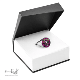 Scottish Buchanan Cerise #2 Special Modern Clan Tartan Ring - Crest Classic Scottish Plaid Tartan Plaid