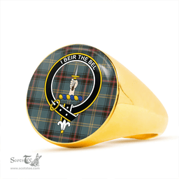 Scottish Bell of the Borders Weathered Clan Tartan Ring - Crest Classic Scottish Plaid Tartan Plaid