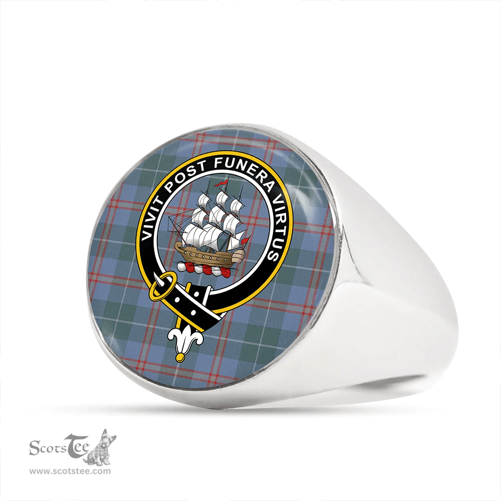 Scottish Bryson 1988 Weathered Clan Tartan Ring - Crest Classic Scottish Plaid Tartan Plaid