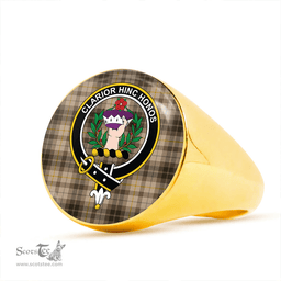 Scottish Buchanan Hunting Weathered Clan Tartan Ring - Crest Classic Scottish Plaid Tartan Plaid