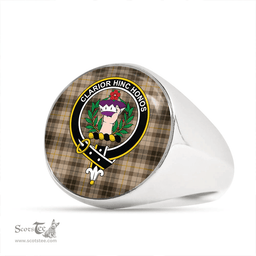 Scottish Buchanan Hunting Weathered Clan Tartan Ring - Crest Classic Scottish Plaid Tartan Plaid