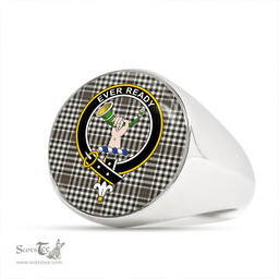 Scottish Burns Check (Burns Ayr) Weathered Clan Tartan Ring - Crest Classic Scottish Plaid Tartan Plaid
