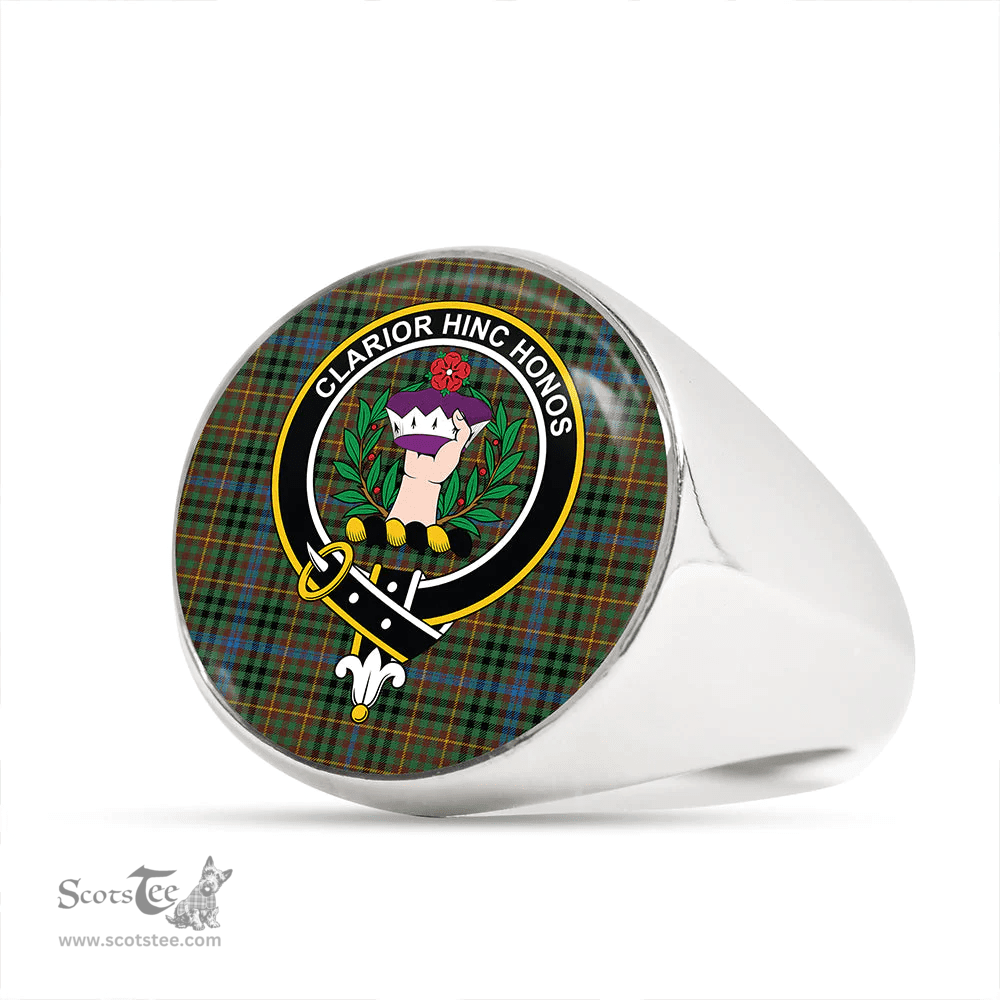 Scottish Buchanan Hunting #4 Modern Clan Tartan Ring - Crest Classic Scottish Plaid Tartan Plaid