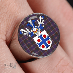 Scottish Belfrage (Belfarge) Weathered Clan Tartan Ring - Crest Classic Scottish Plaid Tartan Plaid