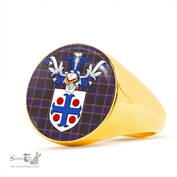 Scottish Belfrage (Belfarge) Weathered Clan Tartan Ring - Crest Classic Scottish Plaid Tartan Plaid