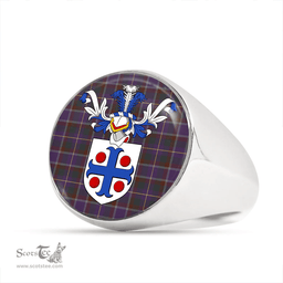 Scottish Belfrage (Belfarge) Weathered Clan Tartan Ring - Crest Classic Scottish Plaid Tartan Plaid