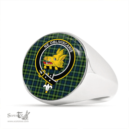 Scottish Campbell of Argyll 1815 Modern 2 Clan Tartan Ring - Crest Classic Scottish Plaid Tartan Plaid