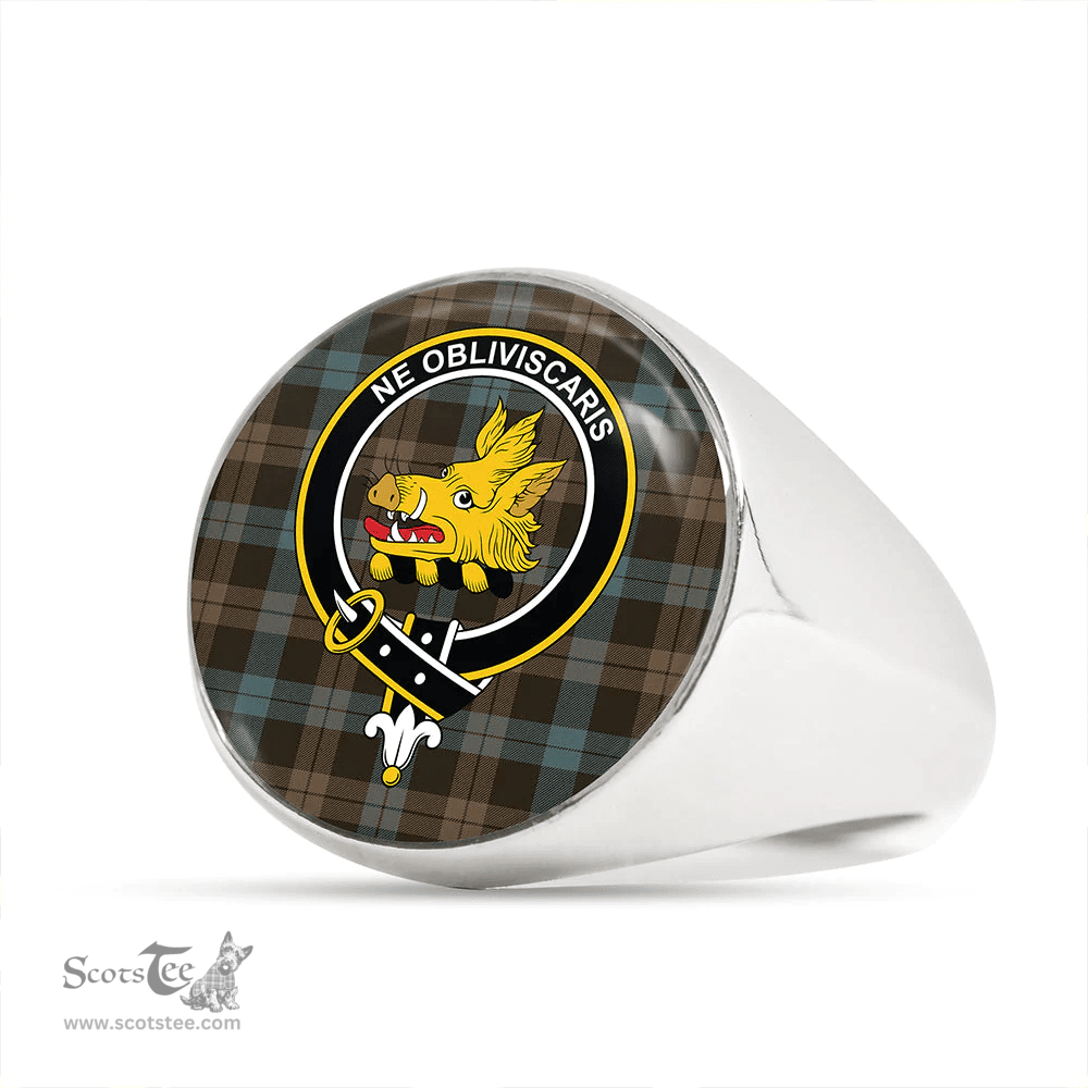 Scottish Campbell of Lochawe Weathered 2 Clan Tartan Ring - Crest Classic Scottish Plaid Tartan Plaid