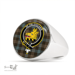 Scottish Campbell of Lochawe Weathered 2 Clan Tartan Ring - Crest Classic Scottish Plaid Tartan Plaid