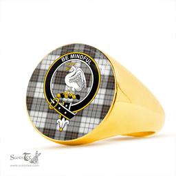 Scottish Campbell of Cawdor Dress Weathered 2 Clan Tartan Ring - Crest Classic Scottish Plaid Tartan Plaid