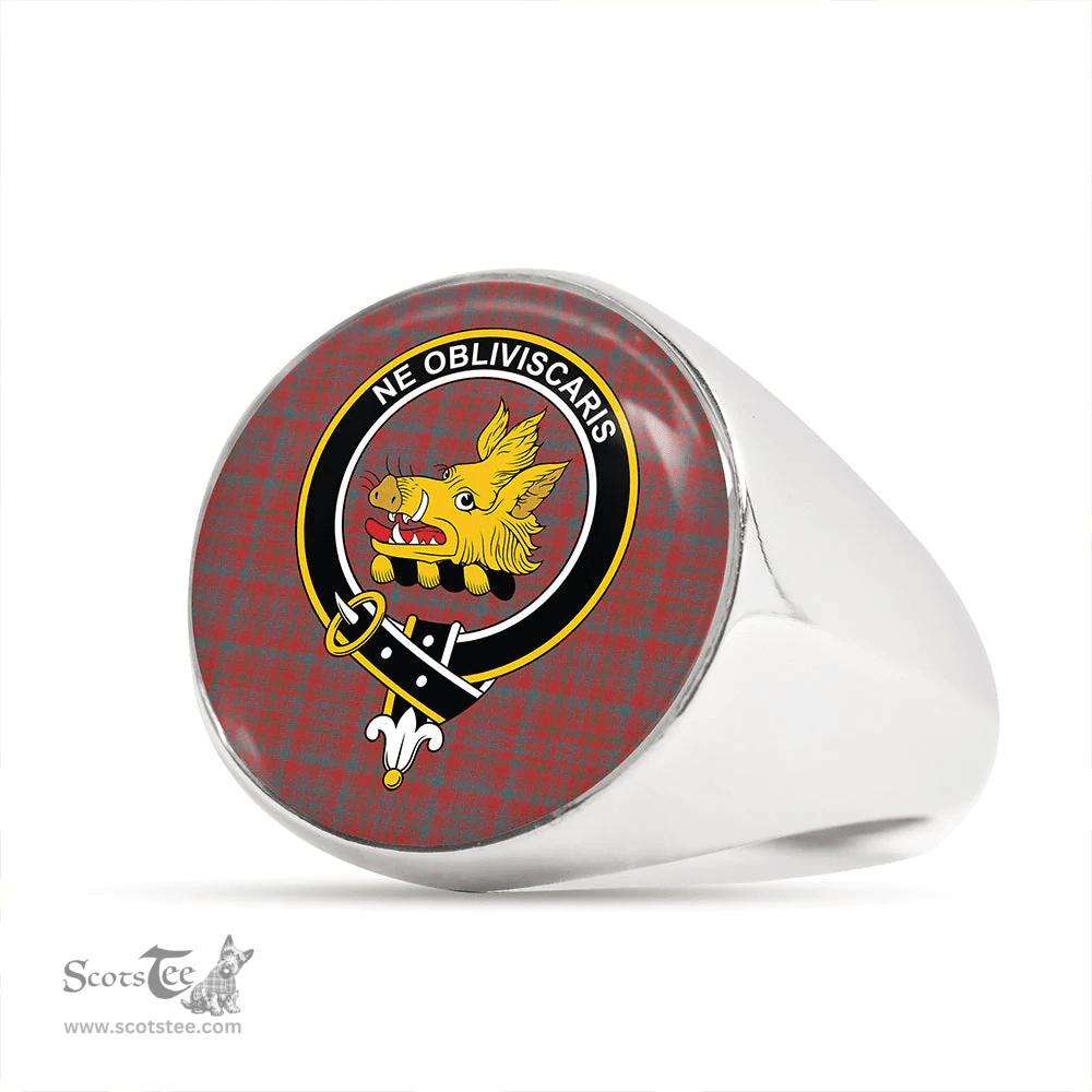 Scottish Campbell of Loudon Plaid Weathered 2 Clan Tartan Ring - Crest Classic Scottish Plaid Tartan Plaid