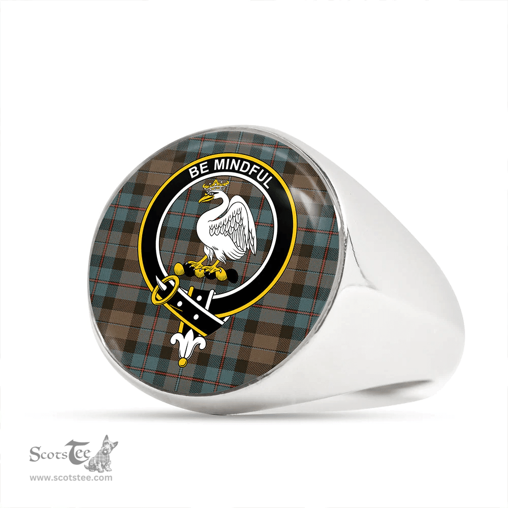 Scottish Campbell of Cawdor Weathered 2 Clan Tartan Ring - Crest Classic Scottish Plaid Tartan Plaid