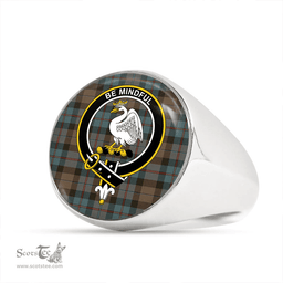 Scottish Campbell of Cawdor Weathered 2 Clan Tartan Ring - Crest Classic Scottish Plaid Tartan Plaid