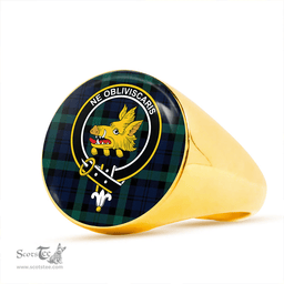 Scottish Campbell of Glenlyon Modern 2 Clan Tartan Ring - Crest Classic Scottish Plaid Tartan Plaid