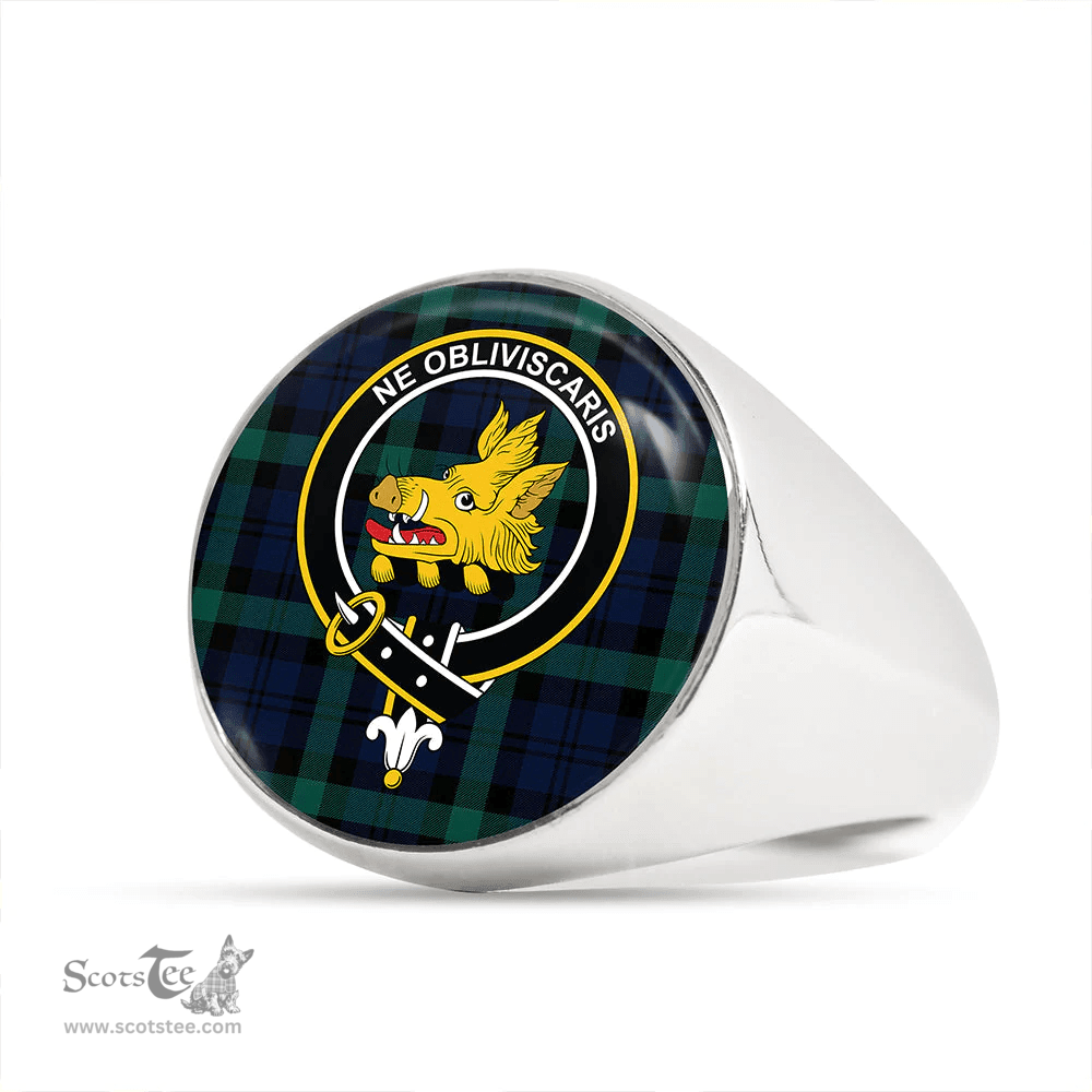 Scottish Campbell of Glenlyon Modern 2 Clan Tartan Ring - Crest Classic Scottish Plaid Tartan Plaid