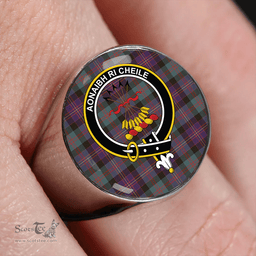 Scottish Cameron of Erracht #3 Weathered 2 Clan Tartan Ring - Crest Classic Scottish Plaid Tartan Plaid