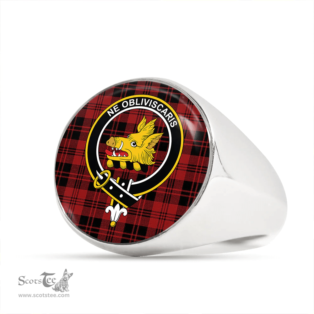 Scottish Campbell of Lochlane Modern 2 Clan Tartan Ring - Crest Classic Scottish Plaid Tartan Plaid